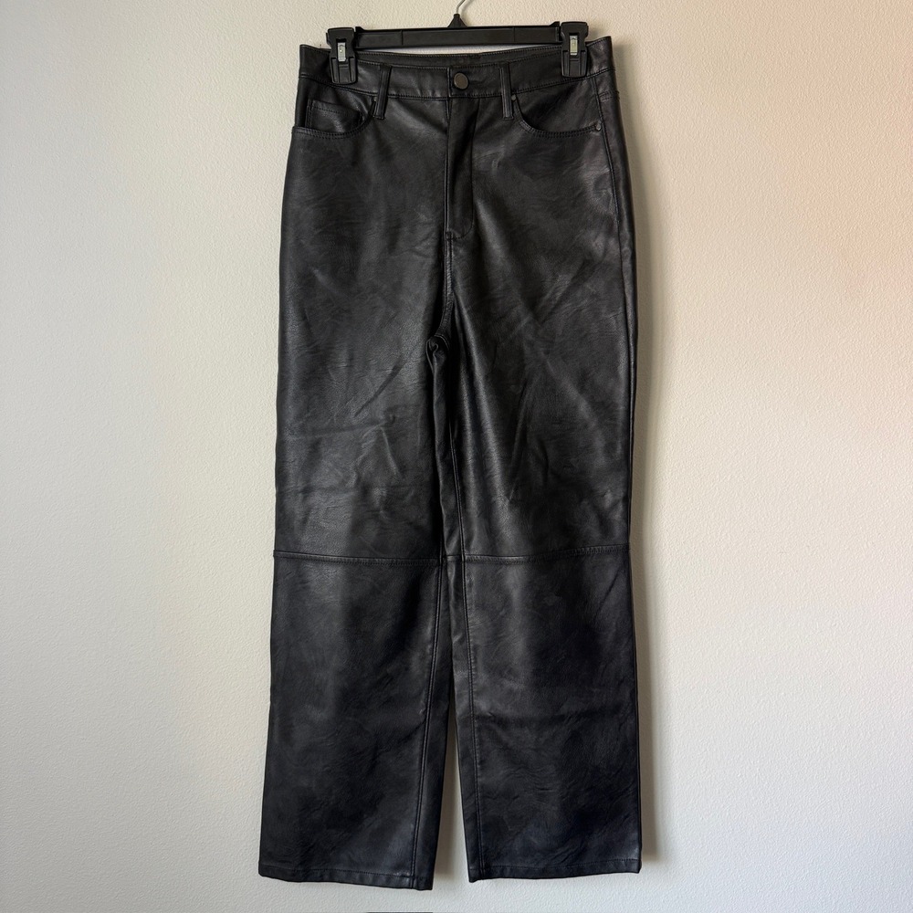BlankNYC The‎ Baxter Black Vegan Faux Leather Wide Leg Pants 27 78W-2700NOK